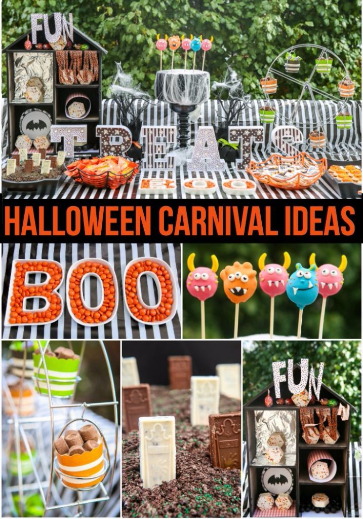 halloween carnival party with lots of food and decorations