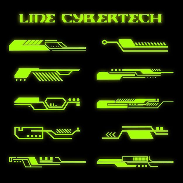 neon green lines on black background with the words lide geretch written below them