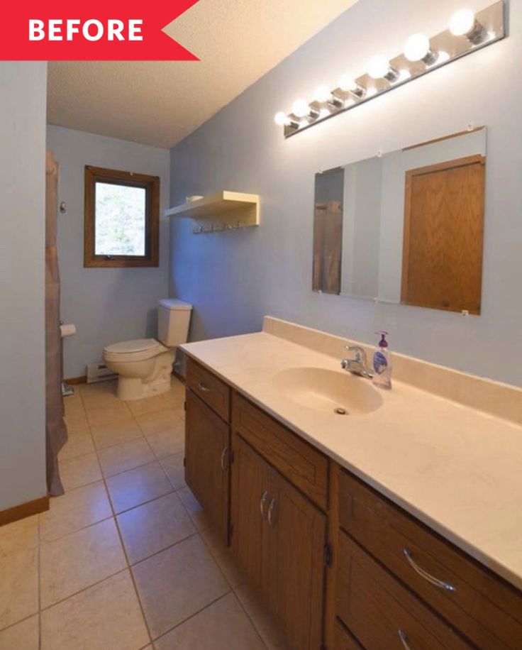 the bathroom is clean and ready to be used as a home remodeling project