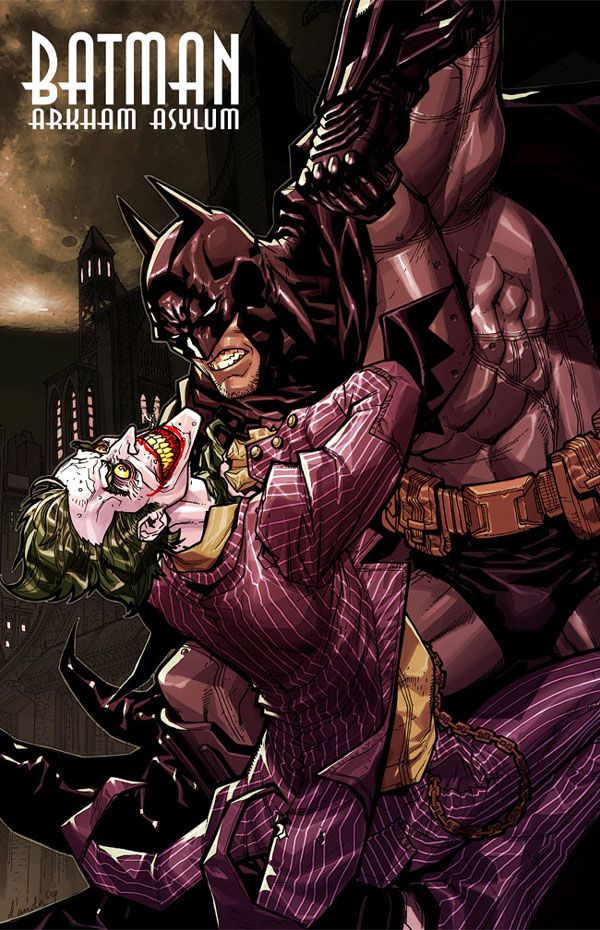 Batman: Arkham Asylum Art & Pictures, Joker & Batman Illustration Fye Pics, Batman Arkham Games, Arkham Series, Batman Illustration, Batman Vs Joker, Batman Arkham Asylum, Batman Tattoo, Arte Nerd, Batman Poster