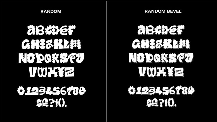 some type of font that is black and white with the letters in different languages on it