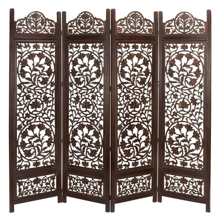 Add a hint of charm with this traditional 4 panel folding screen room divider in your home space. Providing function in a stylish way, these room dividers work double duty as privacy screens and standing against a wall as a large accent piece, or in the middle of a room to add some privacy and divided space, this room divider is too style to hide away. This item comes shipped in one carton. Suitable for indoor use only. Made in India. Features 4 carved screen panels. Traditional theme Color: One Temporary Room Dividers, Folding Screen Room Divider, Bamboo Room Divider, Sliding Room Dividers, Wood Room Divider, 4 Panel Room Divider, Wooden Room Dividers, Hanging Room Dividers, Divider Design