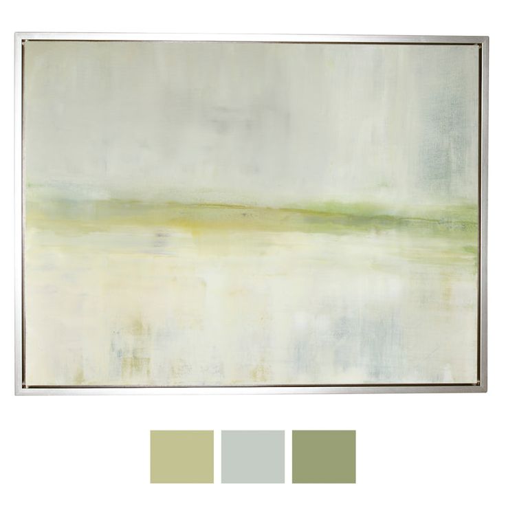 an abstract painting with neutrals and greens on the bottom, in shades of green