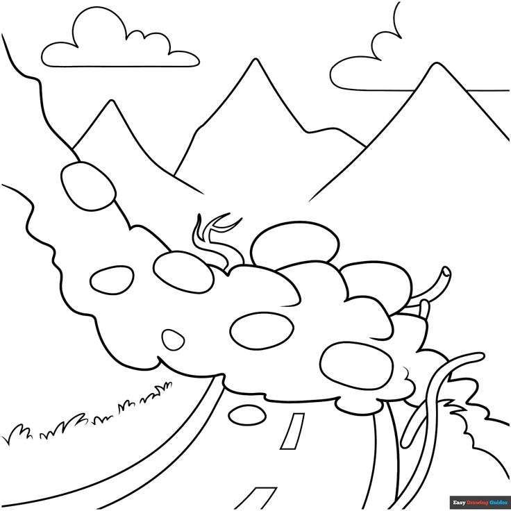 Free Landslide Coloring Page for Kids Forest Coloring Pages, Beach Coloring Pages, Kid Coloring Page, Online Coloring Pages, Coloring Sheets For Kids, Printable Coloring Sheets, Easy Coloring Pages, Coloring Tutorial, Drawing Tutorial Easy