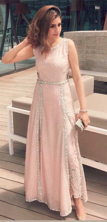 Partywear Western Outfits, Pastel Salwar Suit Party Wear, Pant Style Suits Indian Party Wear, Pastel Kurtas Women, Pastel Suits Indian, Pastel Salwar Suit, Pink Suits Women Indian, Pastel Indian Outfits, Partywear Dresses Indian