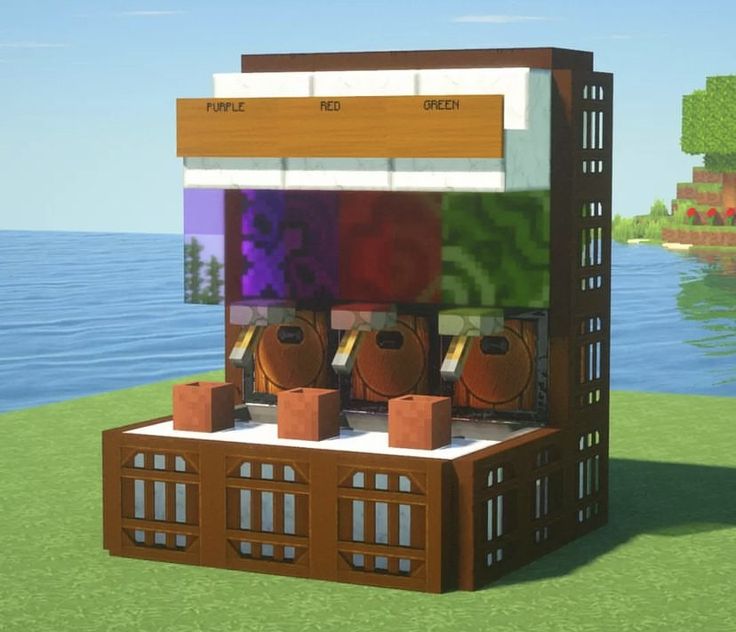 Shops In Minecraft Ideas, Minecraft Food Market Ideas, Minecraft Juice Bar, Workstation Minecraft, Minecraft Concession Stand, Minecraft Hot Dog Stand, Mall Minecraft Ideas, Potion Store Minecraft, Minecraft Restaurant Kitchen