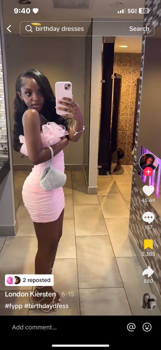 Pink Homecoming Outfit, Birthday Dresses Light Pink, Pink 18th Birthday Outfit, Hoco Dresses Black Women Pink, 13 Birthday Dress Ideas, 13 Birthday Dresses, Pink Sweet 16 Outfit, Pink Dress Photoshoot Picture Ideas, Sweet 16 Outfits Pink