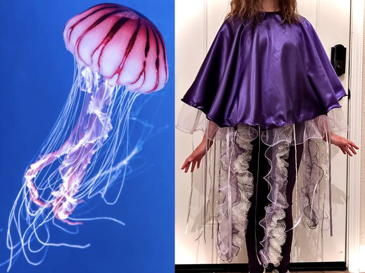 Sea Creatures Costumes Diy, Sea Theme Fancy Dress, Jelly Fish Costume Women, Jellyfish Costume Kids, Jellyfish Diy Costume, Jelly Fish Costume Diy Adult, Diy Sea Creature Costume, Jellyfish Hat Diy, Sea Horse Costume