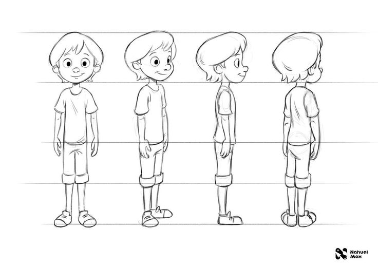 an animation character's perspective of how to draw the human body in three different poses