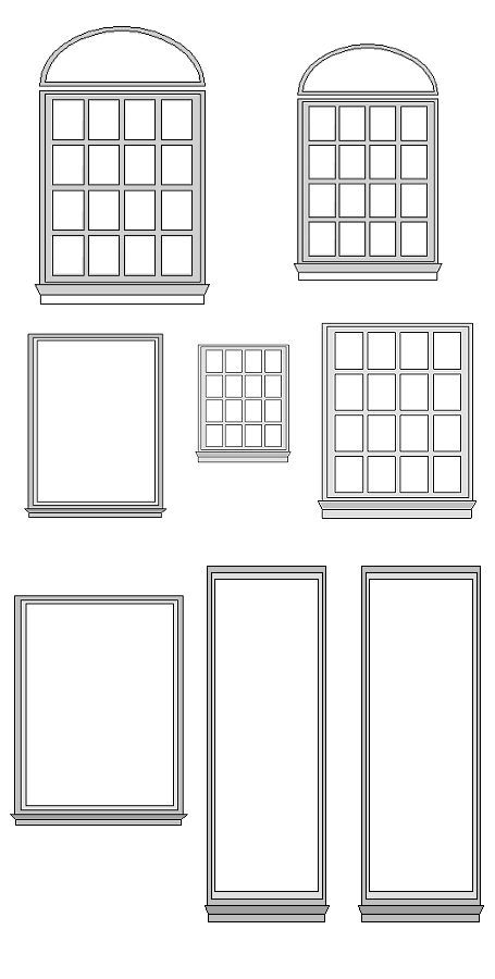 windows and shutters are shown in this drawing