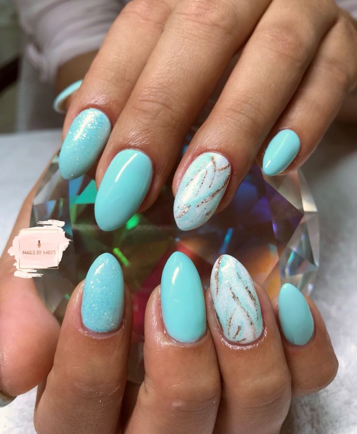 Tiffany Blue Wedding Nails For Bride, Short Torquise Nails, Robin Blue Nails, Aqua Marine Nails, Aqua Color Nails, Robins Egg Blue Nails, Turqoise Nails Gel, Tourquise Nails, Blue Nails For Prom