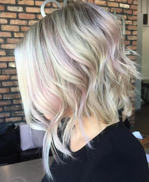 Icy Blonde Hair Color, Pink Hair Highlights, Blond Hairstyles, Pastel Blonde, Blonde Hair With Pink Highlights, Holographic Hair, Beige Blond, Pink Streaks, Blonde Bob Haircut