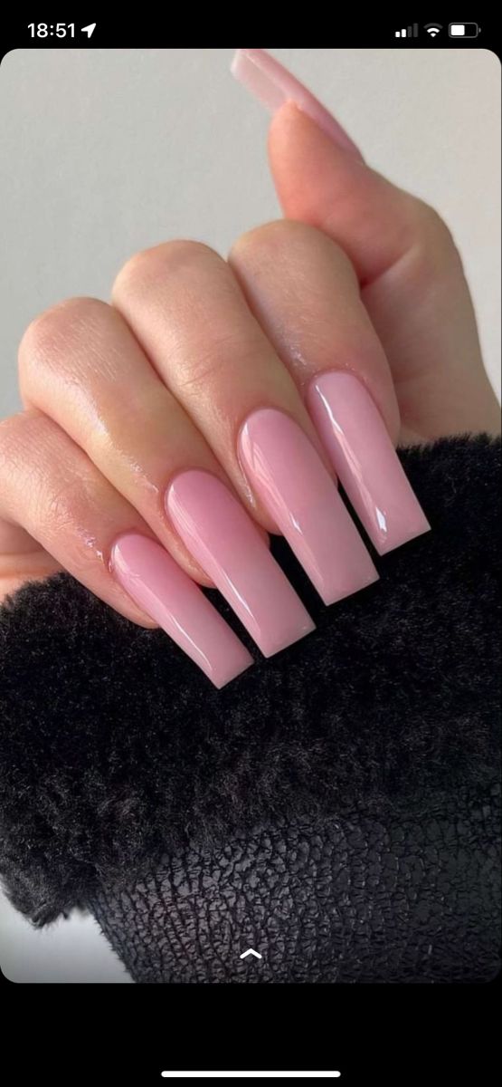 Soft Pink Long Nails, Milky Pink Square Nails, Simple Nails Acrylic Pink, Rubi Rose Nails, Milky Pink Nails With Design, Cloudy Pink Nails, Plain Long Nails, Pink Nails Milky, Milky White And Pink Nails