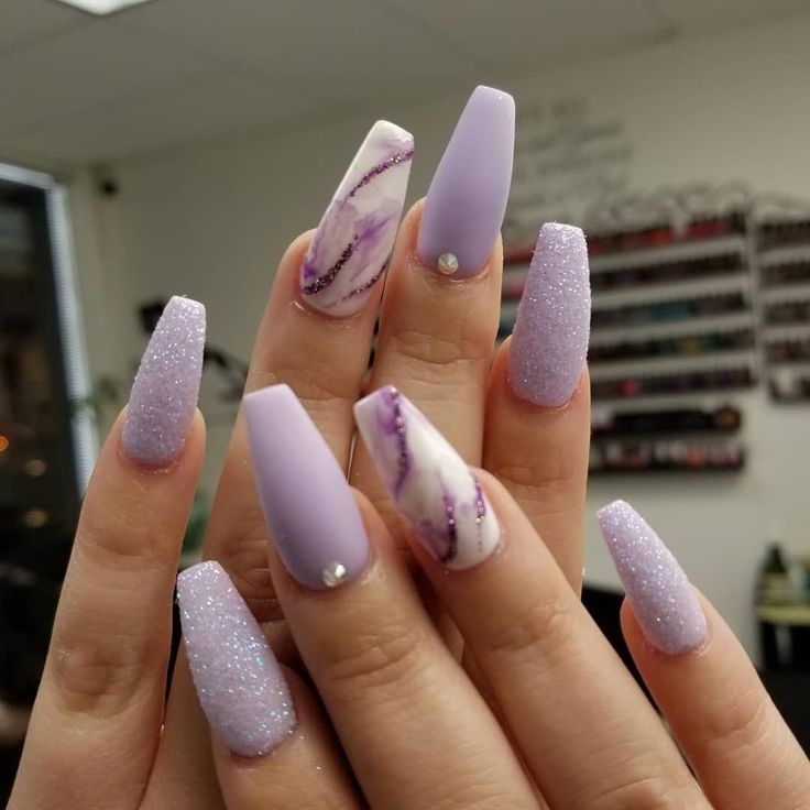 Purple Marble Nails, Ombre Nail Design, Halloweenský Makeup, Almond Acrylic, Purple Acrylic Nails, January Nails, Short Coffin, Cute Acrylic Nail Designs, Long Acrylic