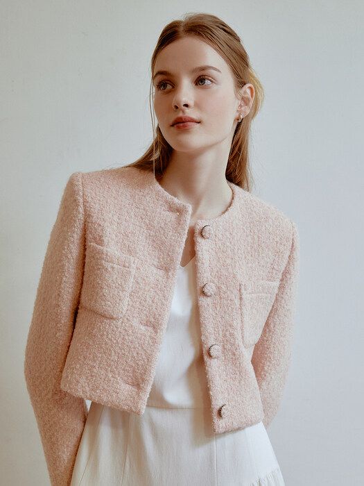 Tweet Jacket Outfit, Pink Tweed Blazer Outfit, Pink Tweed Jacket Outfit, Pink Tweed Outfit, Tweed Blazer Outfit, Tweed Jacket Style, Outer Outfit, Pink Tweed Blazer, Tweed Jacket Outfit