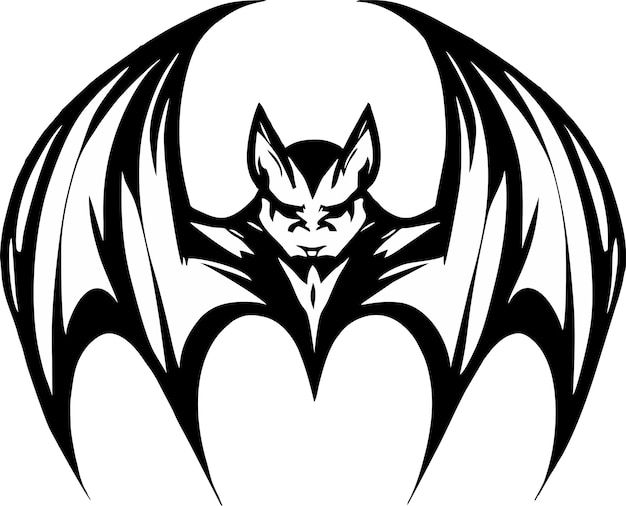 a black and white image of a bat in the shape of a circle on a white background