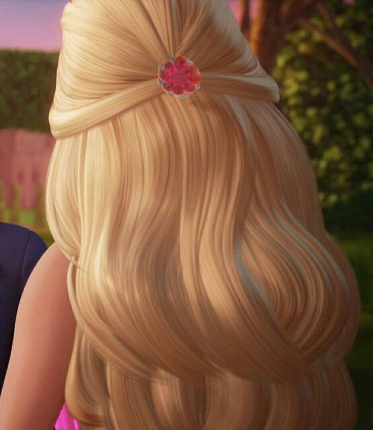 the barbie doll is wearing a pink dress and has long blonde hair with a flower in her hair