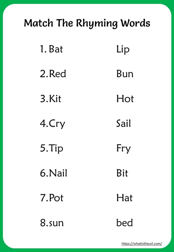 the rhying words worksheet for kids to learn how to read them