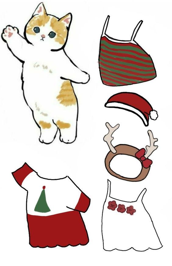 paper cut outs of cats and dresses for christmas