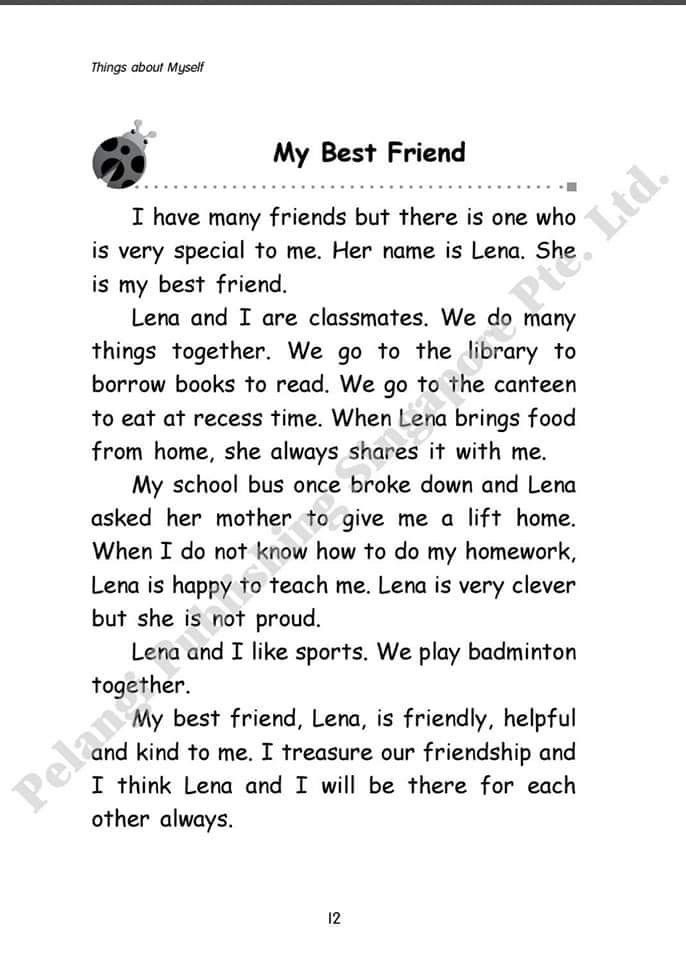 a page from the book my best friend with an image of a ladybug