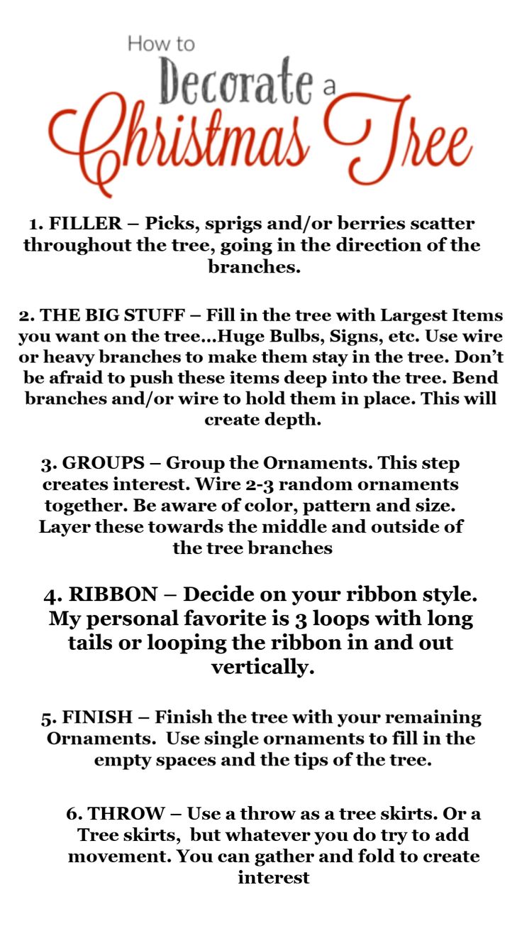 a christmas tree with instructions for how to decorate it