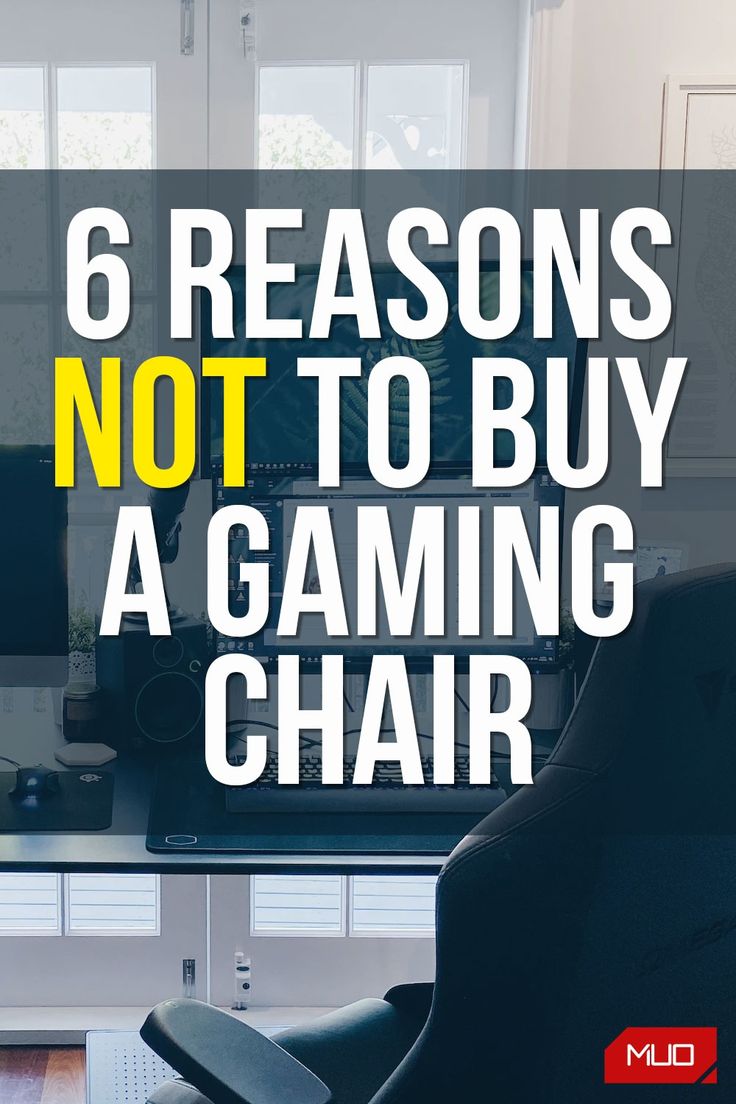 a chair sitting in front of a computer desk with the words 6 reasons not to buy a gaming chair