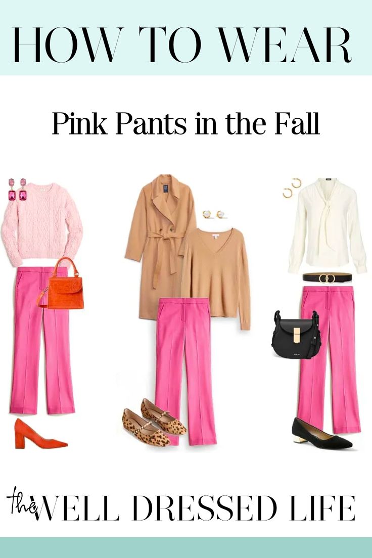 How To Style Pink Corduroy Pants, Pink Cords Pants Outfit, Pink Pant Work Outfit, Rose Pink Pants Outfit, How To Wear Pink In The Fall, Hot Pink Pants Outfit Winter, Pink Denim Pants Outfit, How To Wear Pink Pants, Pink Pants Outfit Fall