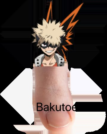 an image of a finger with the word bakutoe on it's thumb