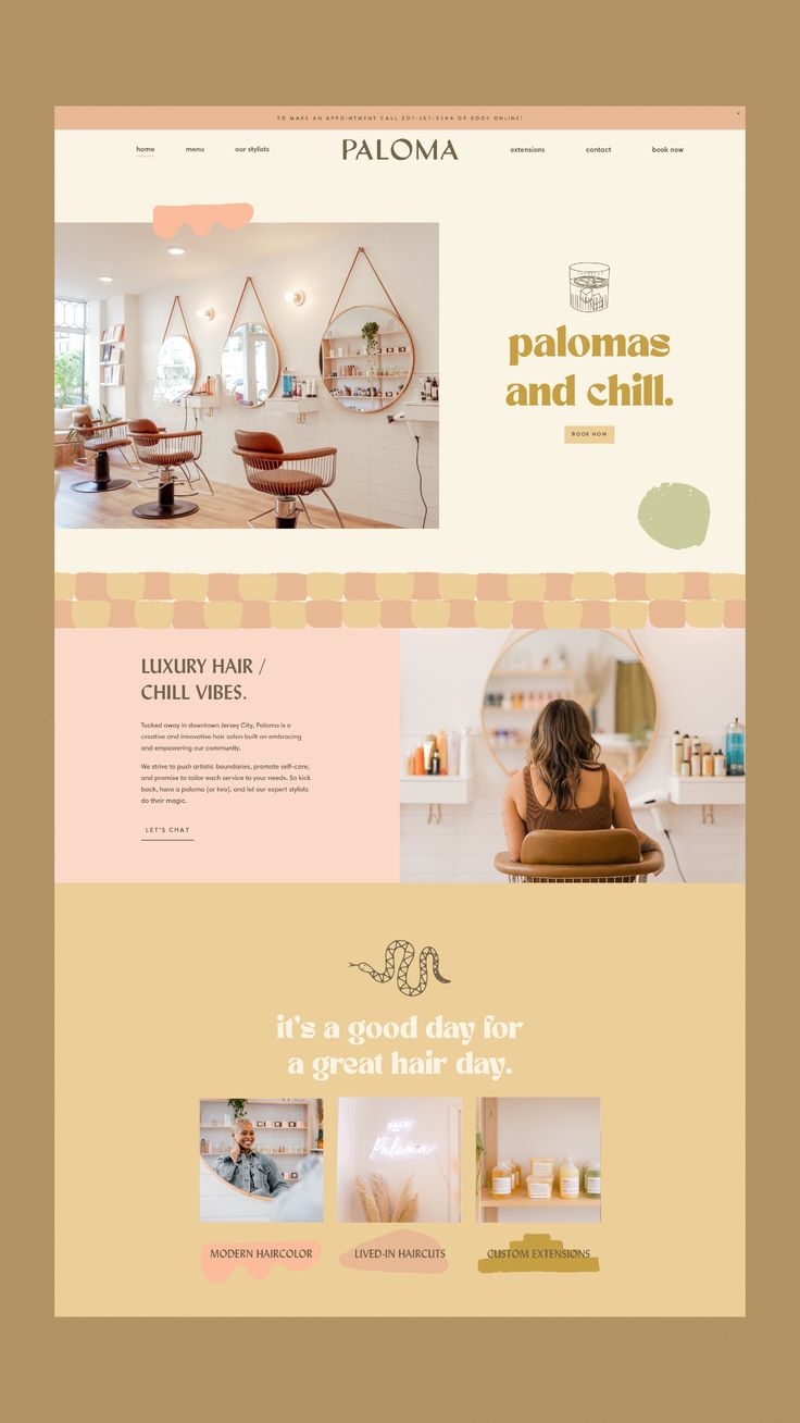 the website design for paloma salon and chilli