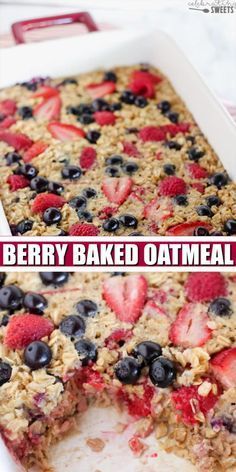 the berry baked oatmeal is ready to be eaten