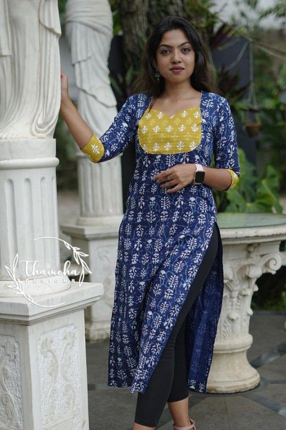 Salwar Suits Neck Design Pattern, Salwar Yoke Patterns, Kurtha Designs Latest Cotton, Yoke Kurti Designs Cotton, Kurti Yoke Designs Latest, Kurthi Top Design, Kurti Stitching Design, Cotton Kurthi Models Latest Neck, Chudidar Neck Designs Latest Cotton