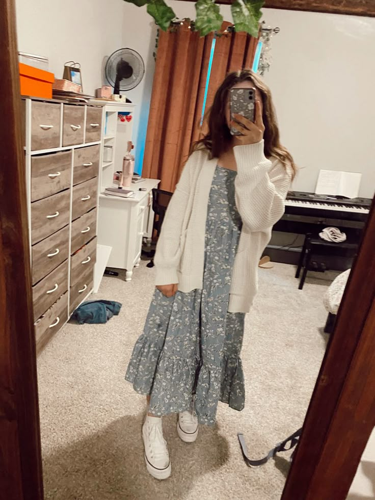 dress is from shein! Pentecostal Outfits Fall, Modest Dresses Winter, Cute Modest Outfits Dresses, Catholic Church Outfit For Women, Cute Pentecostal Outfits, Christian Girl Outfits Aesthetic, Outfit Inspo For Church, Girly Outfits For Winter, College Dress Outfit