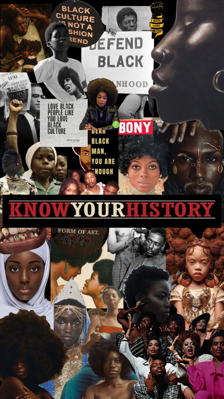 the cover of know your history, featuring black women with different faces and hair styles