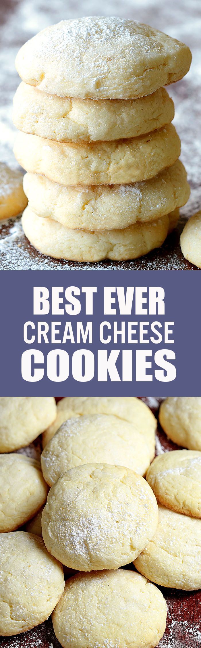 the best ever cream cheese cookies are stacked on top of each other