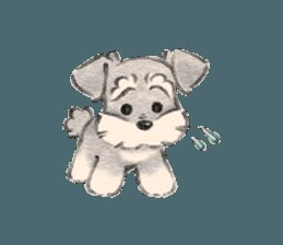 a drawing of a dog with its paw in the air and water droplets coming out of it's mouth