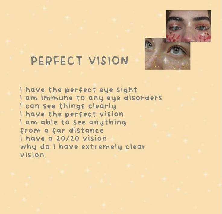 a woman's face with the words perfect vision on it and an image of her eyes