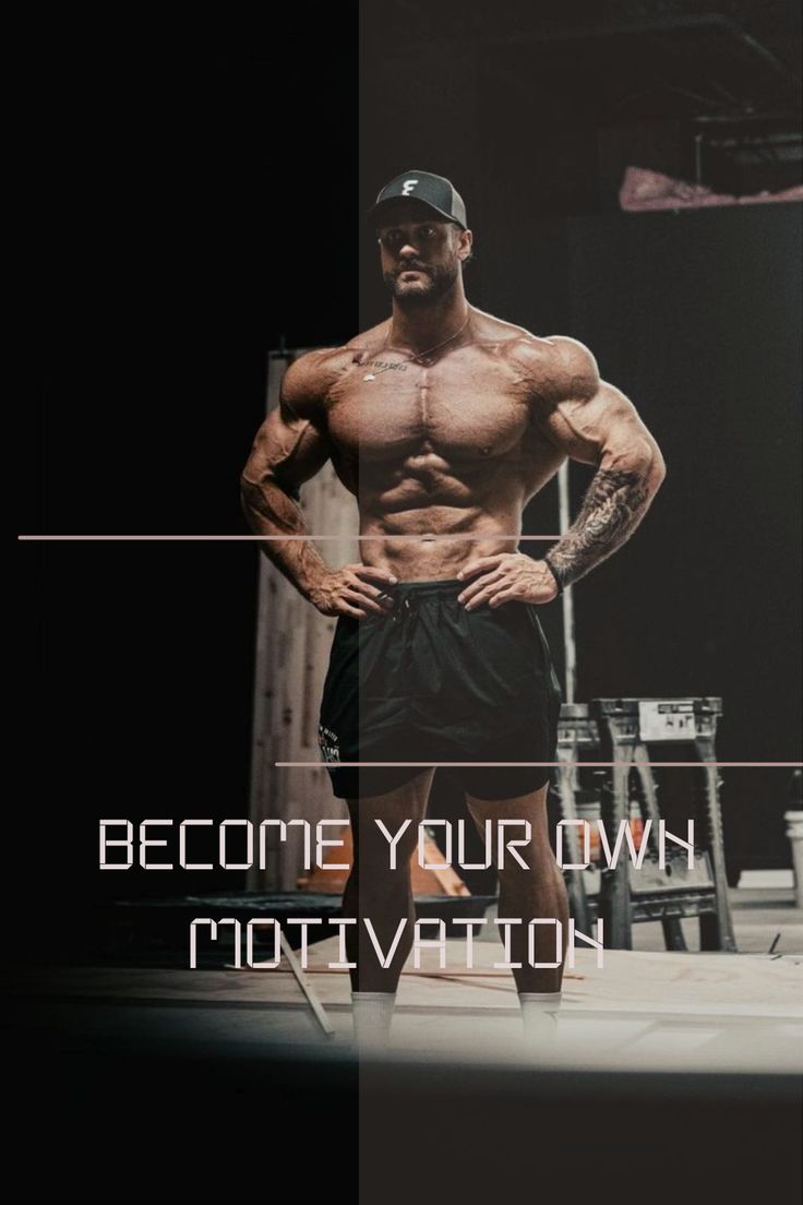 a man standing in front of a black background with the words become your own motivation