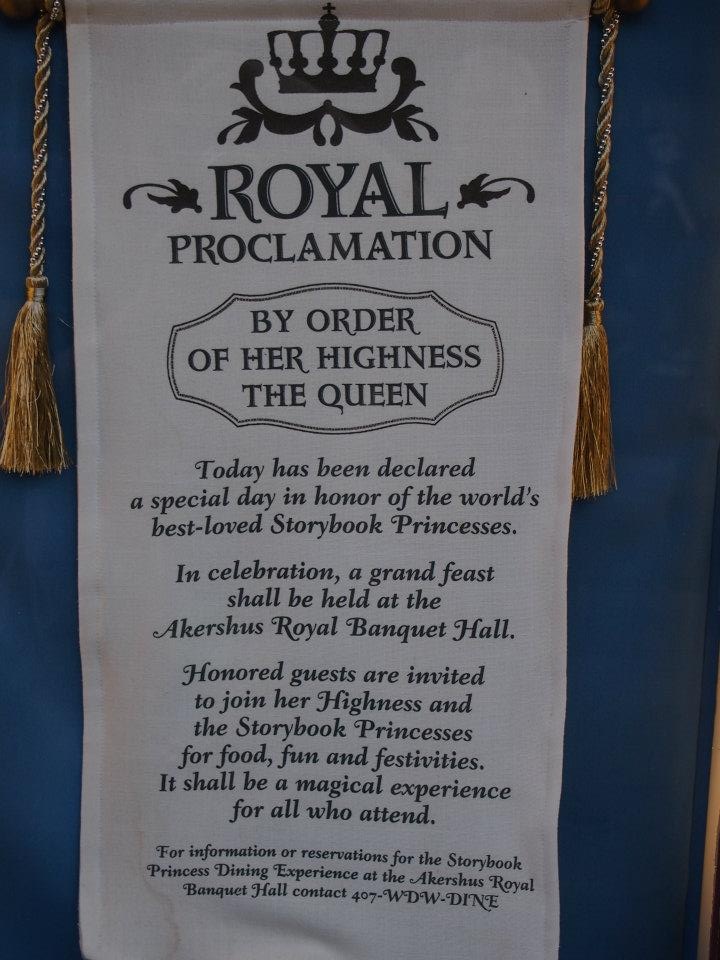 the royal proclamation banner is hanging up