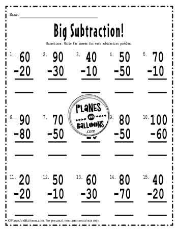 the worksheet for subtraction to help students learn how to subtract numbers