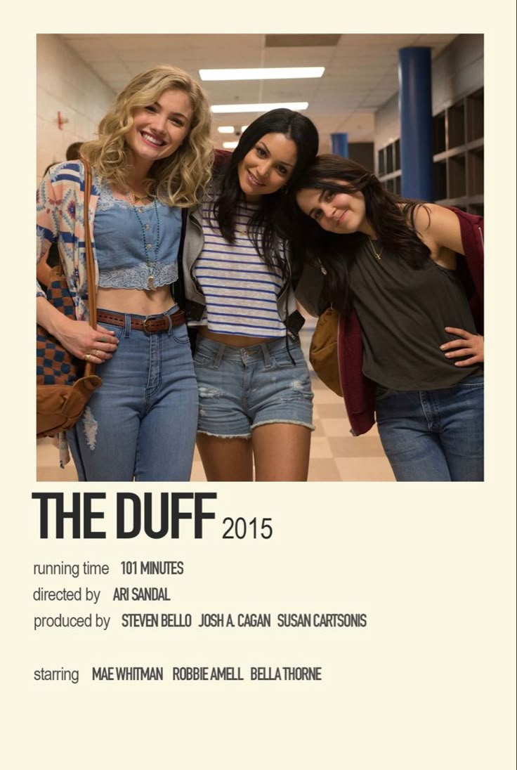 the duff 2013 movie poster with three girls in jeans and one is smiling at the camera