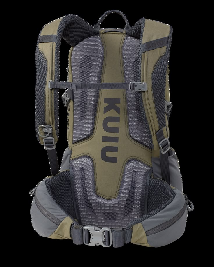 a back pack with the words klup on it's front and side panels