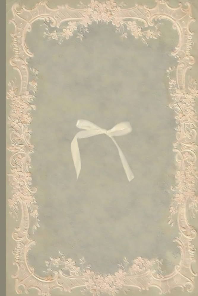 an ornate frame with a white bow on the top and bottom corner, in light gray