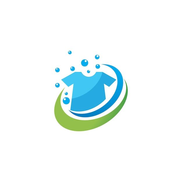 a blue shirt with bubbles on it is in the middle of a green leaf logo