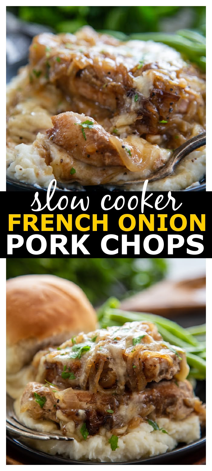 slow cooker french onion pork chops with gravy