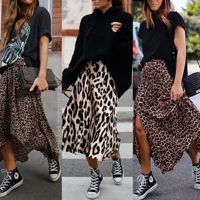 Casual Animal Print Outfit, Outfit Pollera Larga, Pollera Animal Print, Leopard Skirt Outfit, Printed Skirt Outfit, Spring Skirt Outfits, Leopard Print Outfits, Home Wear Women, Home Wear Women Pajamas