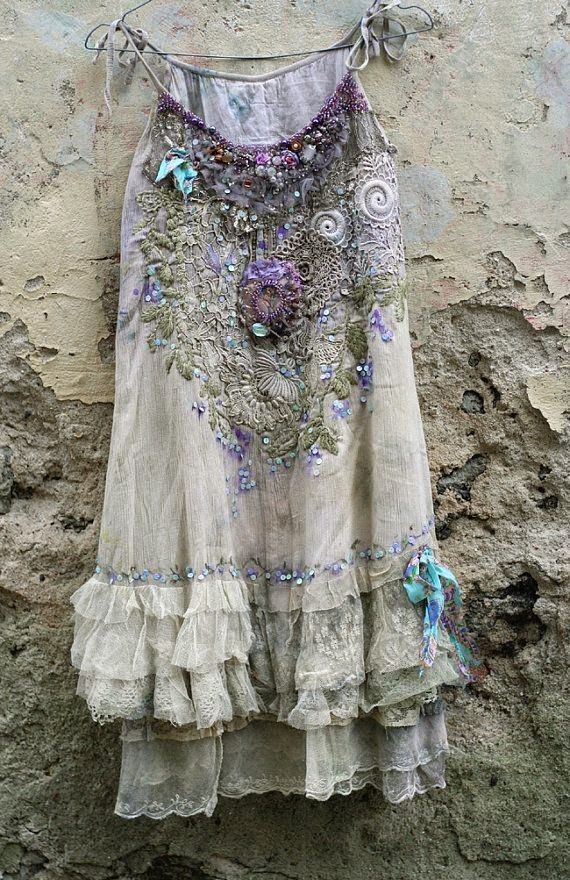 Romantic embroidered and beaded top/tunic, antique and vintage boho chic shirt Mode Hippie, Estilo Hippie, Altered Couture, Mode Boho, Beaded Top, Clothes Line, Hippie Chic, Boho Wedding Dress, Bohemian Chic