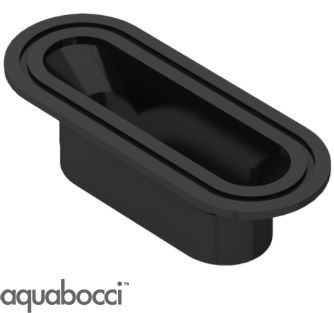 an image of a black door handle on a white background with the words aquaboca above it