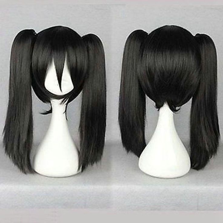 Black Straight Medium Pigtail Ponytail Women&apos;s Cosplay Anime Hair Wig Wigs Anime Hair Wig, Pigtail Ponytail, Takane Enomoto, Pigtail Wig, Black Cosplay Wig, Kawaii Wigs, Two Ponytails, Black Cosplay, Womens Cosplay