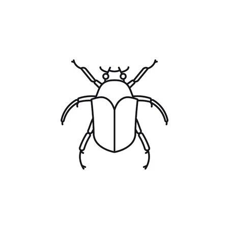 a bug that is drawn in black and white on a white background, it looks like an insect