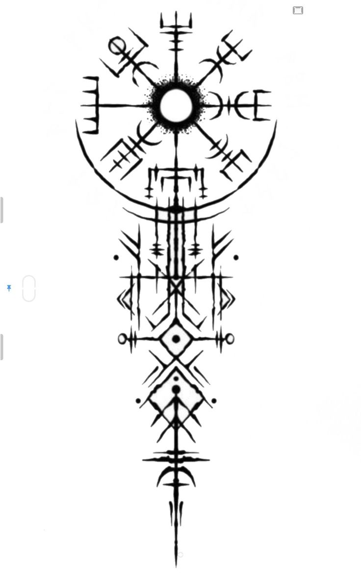 a drawing of a clock with arrows and symbols on the face, in black ink